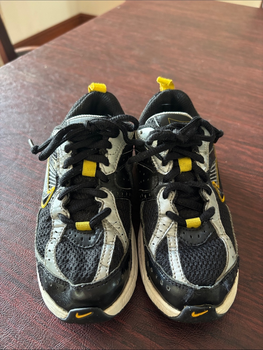 Nike Kids Black, Gray and Yellow Athletic Sneakers